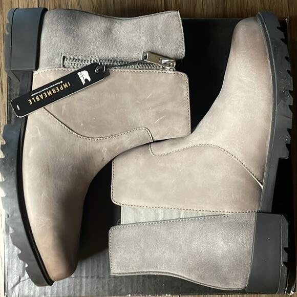 NIB SOREL Emelie II Leather Ankle Boot Quarry/black - womens size 8.5 - Picture 9 of 12